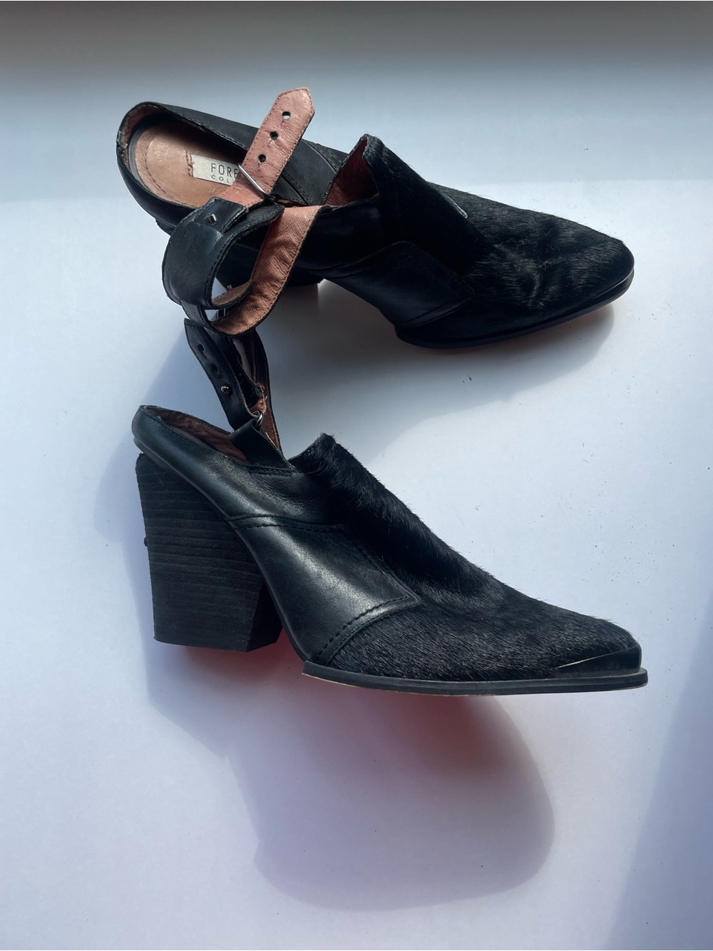 Comfortiva Black Pointed Slingback Block Heel Mules